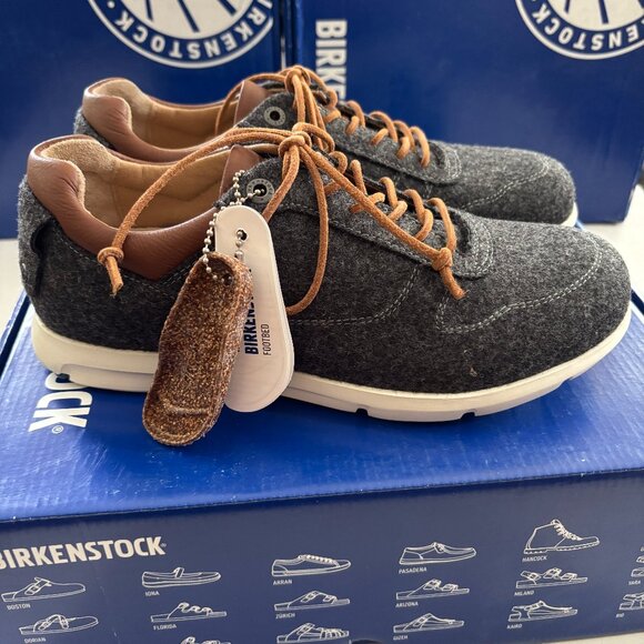 NIB | Birkenstock Gray Felt Lace Up Sneaker Shoe Cincinnati Narrow Fit EU 38 - Picture 1 of 8